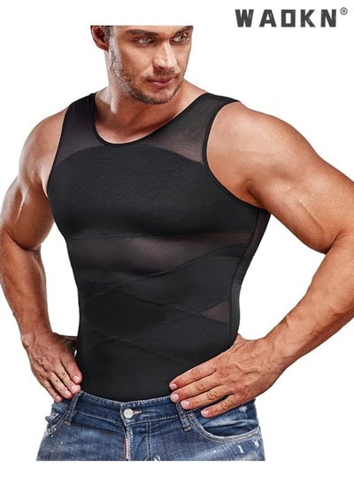 اشتري Men Chest Compression Vest Body Shaper Sleeveless Posture Corrector Slimming Tummy Control Waist Trimmer Mesh Tops Compression Shirt for Men Slimming Undershirt Body Shaper Tank top Shapewear Vest في الامارات