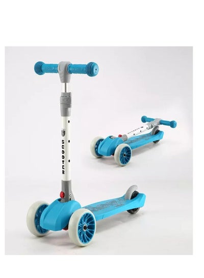 اشتري Babyfit 3 Wheels kick Scooter for Kids - Safe Lean to Steer, PU LED Lights Wheel Best Gift for Children Boys and Girls (blue ) في الامارات