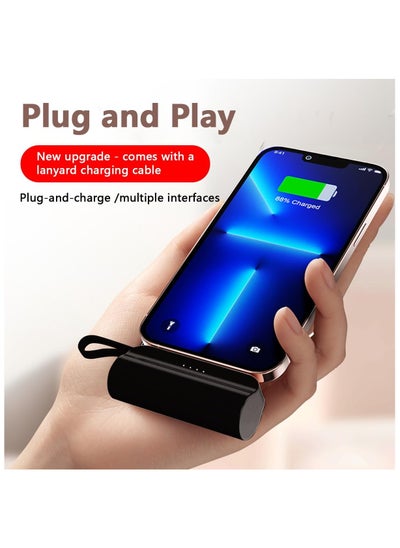 Buy Mini Power Bank 5000mAh, 20W Fast Charging Portable Charger,Compact Charging Bank Compatible with Iphone (Black) in Saudi Arabia