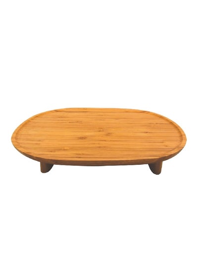 Buy Elegant and Durable Oval Bamboo Serving Platter with Stand Brown 4.8 x 15.5 x 45 cm G17-X268 in Saudi Arabia