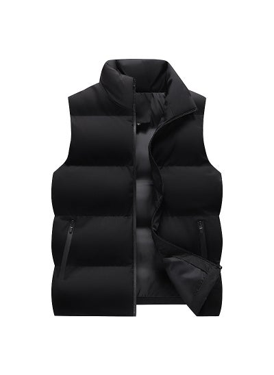 Buy 2024 Mens Padded Vest Winter Cotton Large Collar JacketBlack Black in Saudi Arabia