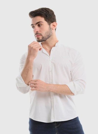 Buy Plain White Buttoned Down Long Sleeves Shirt in Egypt