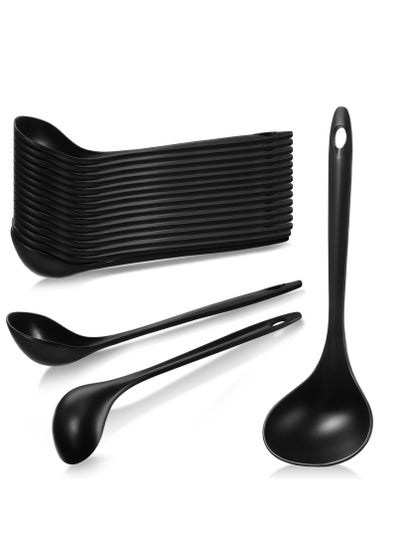 اشتري Serving Tablespoons, 18 Pcs Large Plastic Serving Spoons, Disposable Serving Spoons, Heavy Duty Serving Utensils Set, Reusable Spoons for Party Catering Buffet Dinner Soup, BPA Free, Black في الامارات