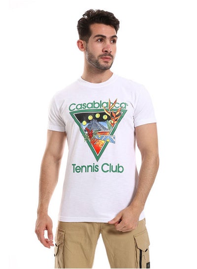 Buy White Rabbit Chest Triangular "Casablance Tennis Club" White Tee in Egypt