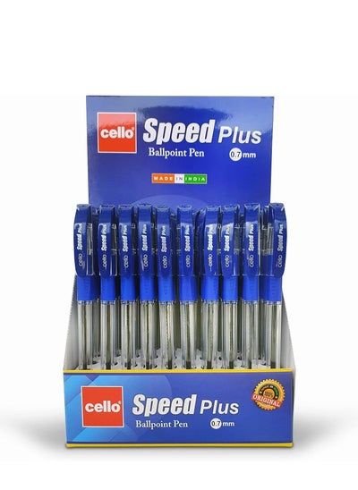 Buy Cello Speed Plus Ball Pen 0.7mm Box of 50Pc Blue, Smooth pressure-free writing in UAE