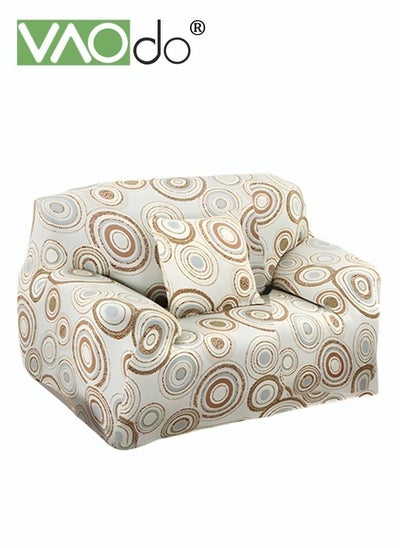 Buy High Elastic Sofa Cover 1 Seat Universal All Inclusive Sofa Cover Fine Soft Material High Color Fastness Beige With Circle Shape With Elastic Belt Sofa Cover in UAE