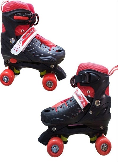 Buy Adjustable Roller Skate Shoes 2-Rows 4-Wheels, Red/White, Size Large 39-42 in Egypt