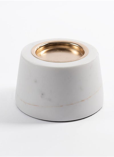 Buy Savvy Candle Holder, White & Gold - 12x12x7 cm in UAE