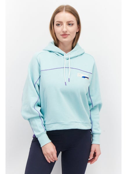 Buy Women Sportswear Fit Hooded Graphic Sweatshirt, Blue in UAE