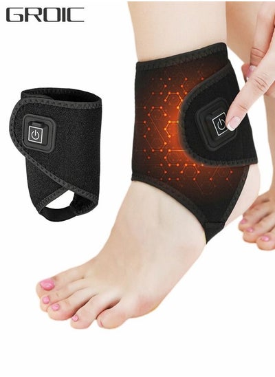 Buy Heated Ankle Brace Wrap - Ankle Support Wrap with 3 Level Controller for Stabiling Ligaments, Soothe Achy Feet, Reduce Swelling, Pain Relief for Sprains, Arthritis, Torn Tendons,Black in UAE