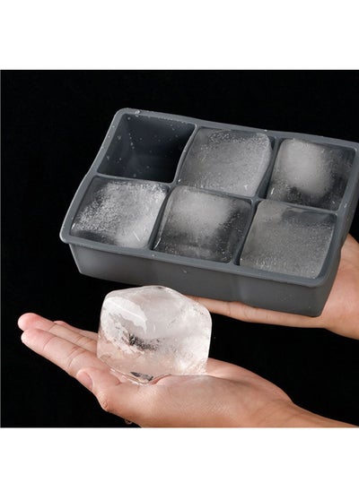 Buy Large Silicone Ice Cube Tray Molds,Big 2 Inch Cubes - BPA Free, Flexible, 6 Cavity Easy Release Slow Melting Ice Black in UAE