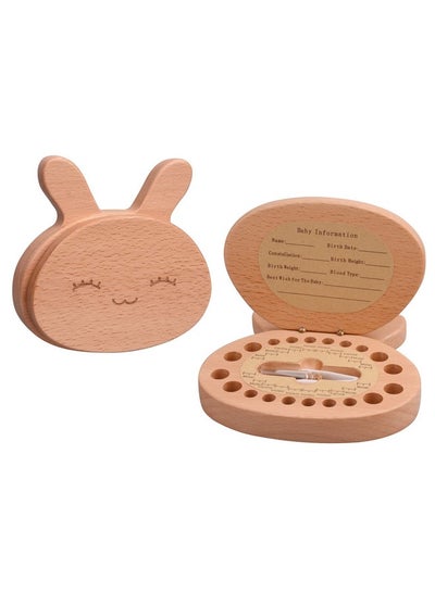 Buy Baby Tooth Keepsake Fairy Box Holder With Lanugo Bottle Wooden Rabbit Shape Keepsake Box For First Lost Teeth Cute Tooth Storage Holder Baby Shower Gifts For Newborn Boy & Girl in UAE