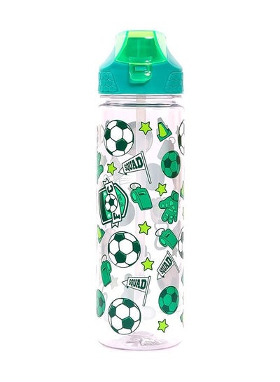 Buy Tritan Water Bottle With 2 In1 Drinking Flip Lid And Sipper Soccer Green 650ml in UAE