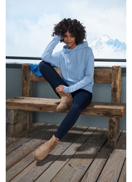 اشتري Women Hooded Solid Long Sleeve Sweatshirts, Light Blue في الامارات