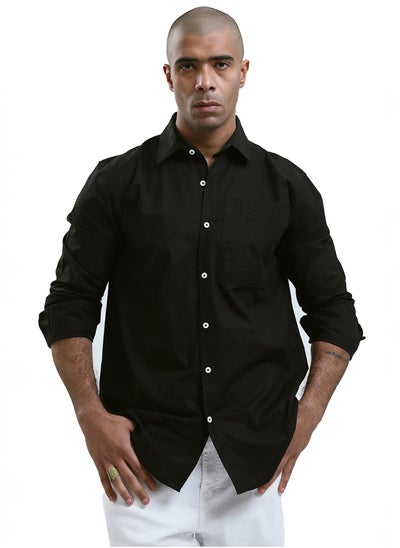 Buy Regular Fit Black Shirt with Full Buttons in Egypt