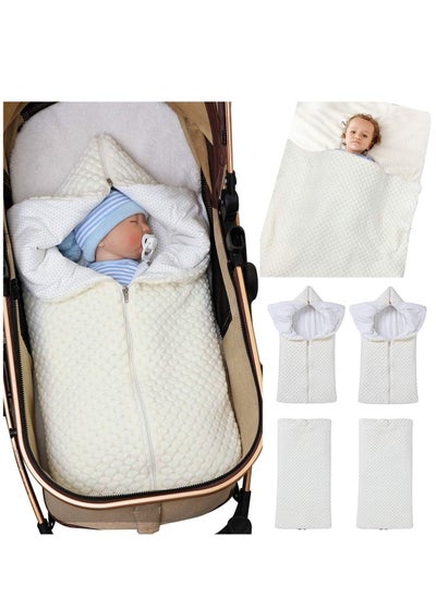 Buy Baby Sleeping Bag Sack, Knitted Infant Stroller Wrap Soft Warm Zipper Newborn Swaddle Blanket for 0-12 Months Babies in Saudi Arabia