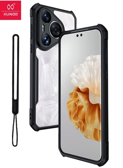 Buy Huawei Pura 70 Case with Lanyard, Clear Acrylic Back Panel + Black TPU Soft Frame Cover, Military Grade SGS Drop Proof Certification Case, Super Anti-Fall Back Cover for HUAWEI Pura 70, Clear/Black in Saudi Arabia