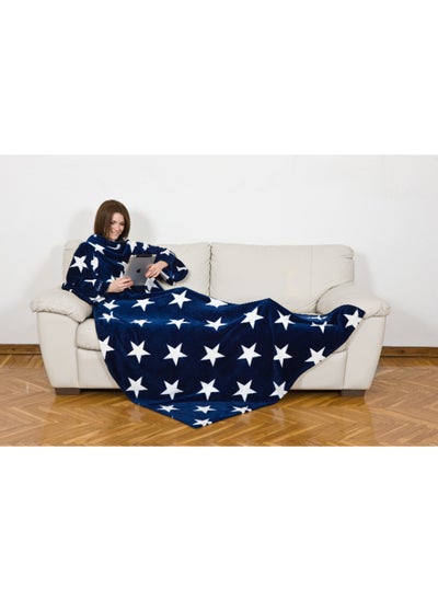 Buy Wearable Blanket | Fleece Blanket w/ Sleeves & Pocket, Stars Pattern, Soft Comfy & Warm, Machine Washable, for Adults Men Women Teenagers size 140 x 180cm - DeLuxe Stars in UAE