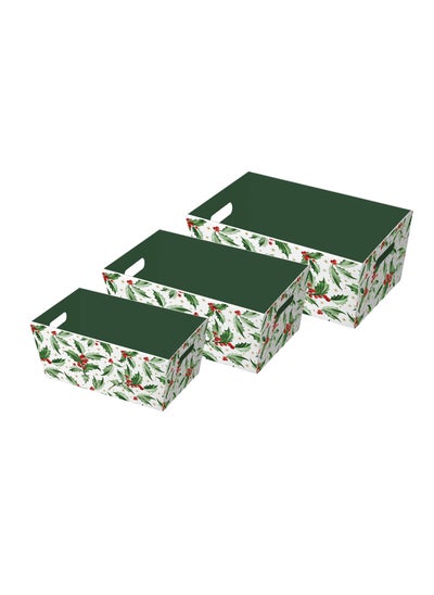 اشتري Eurowrap 3Pc Holly Hamper Tray 4'S Fsc + Gold Foil في الامارات