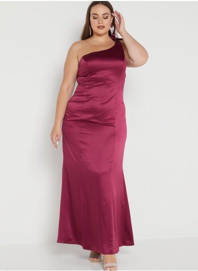 Buy One Shoulder Side Slit Knot Dress in Saudi Arabia