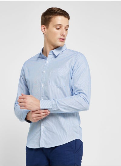 Buy Classic Slim Fit Vertical Striped Pure Cotton Casual Shirt in UAE