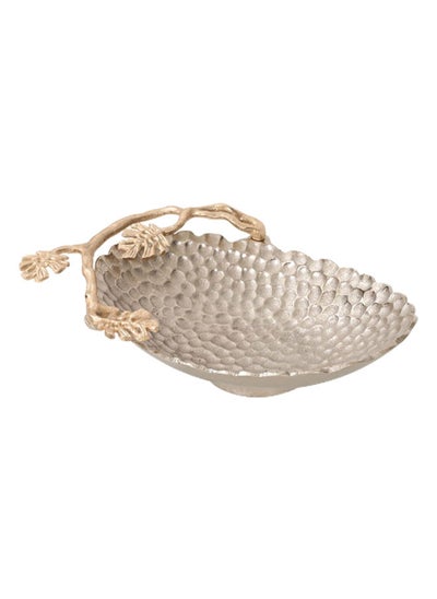 اشتري Botanic Leaf Oval Standing Bowl, Nickel & Gold – 33x9 cm في الامارات