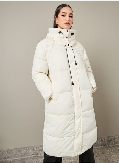 Buy Oversized Hooded Padded Midi Coat in Saudi Arabia