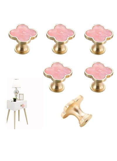 Buy 6 Pcs Clover Knobs Dresser Cabinets Kitchen Cupboard Pulls Drawer Wardrobe Shoe Cabinet Jewelry Box Pulls Furniture Coffee Table Single Hole Door Handles(Pink) in UAE