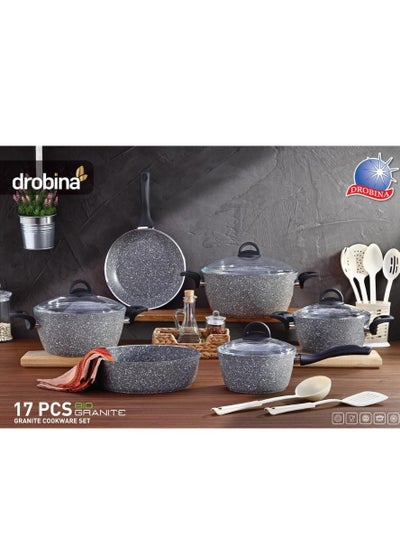 Buy Turkish granite cookware set consisting of 17 pieces in Saudi Arabia