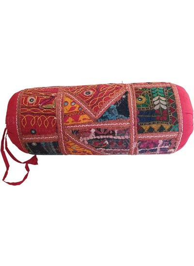 اشتري Outdoor Bolster Pillows with Insert of 1 and 2 Red Antique Handwork Multicolor Round 60 x 23 x 24 cm size في الامارات