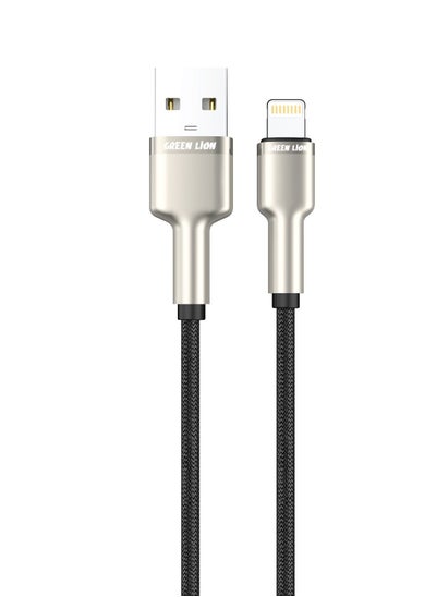 Buy USB-A to Lightning Braided Cable / LED Indicator / Charge & Sync / High Transfer Speed / Wide Compatible / Secure and Safe / 1 Meter Length / 1000 Bends - Black in UAE