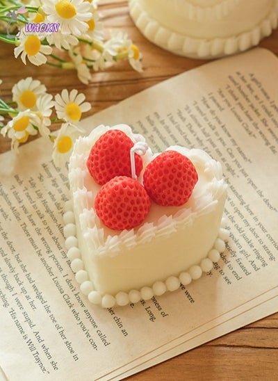 Buy Scented Candle, Food Series Strawberry Cake, White And Red, 170G, Fragrance: Floral in Saudi Arabia