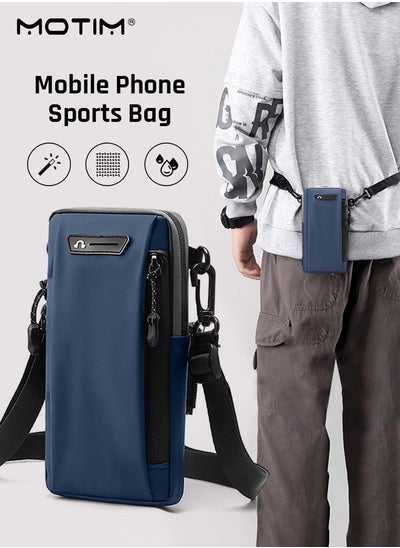 Buy Sports Armband Mobile Phone Arm Bag Multifunctional Crossbody Bag Passport Travel Wallet Bag Mobile Phone Holder up to 7 Inches for Running Jogging Yoga Hiking Blue in UAE