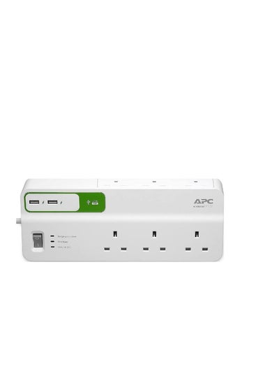 Buy Schneider APC Essential SurgeArrest 6 Outlets with 5V, 2.4A 2 port USB Charger 230V - PM6-UK in UAE