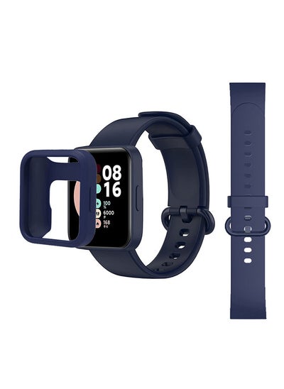 Buy Silicone Straps for Xiaomi Redmi Watch 2 Lite Band with Watch Case Soft Silicone Breathable Replacement Strap Wristband Sport Band for Women Men - Dark Blue in UAE