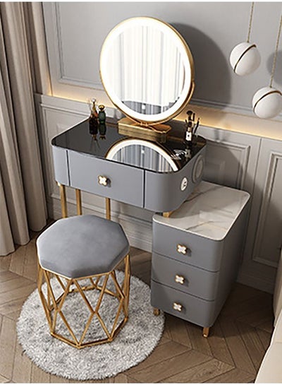 Buy Makeup Dressing Table LED Mirror With Wireless Charging Pad And Storage Cabinet in UAE