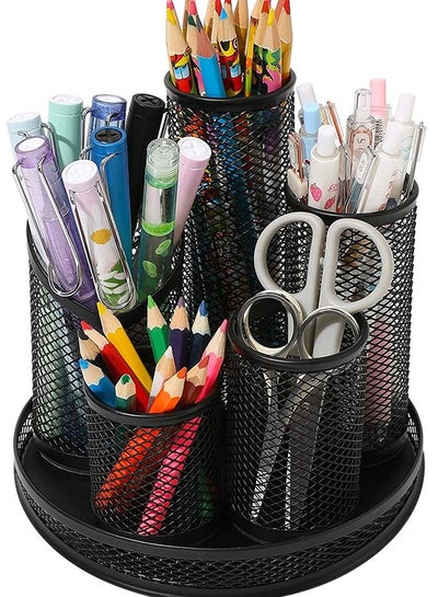 Desktop Stationary Organizer 5 Compartments Marker Organizer Caddies with  Handle Big Capacity Art Supply Storage Holder