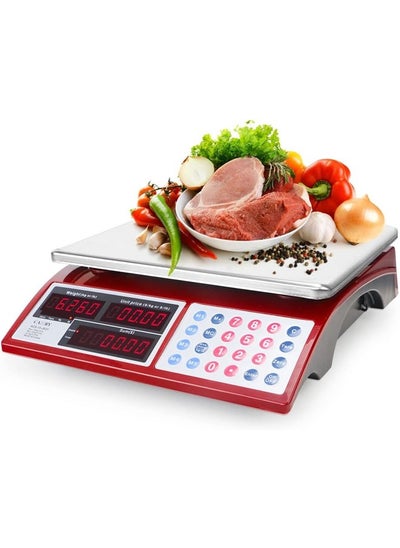 Buy 15kg commercial price digital scale with red LED display and rechargeable battery in Saudi Arabia