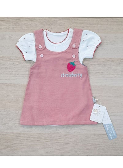 Buy Girls' textured dress with a cotton T-shirt, strawberry model in Egypt