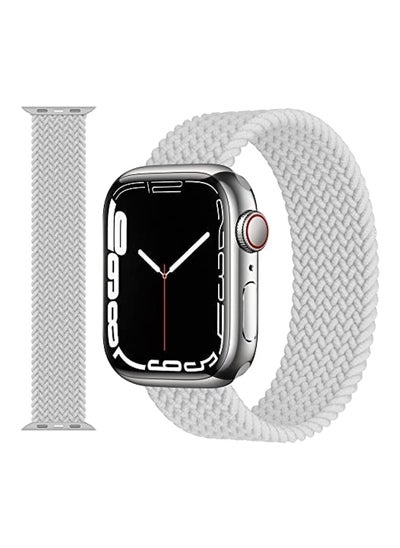 Buy Single Loop Fabric Braided Elastic Band 42/44/45 for Apple Watch Series 8/1/2/3/4/5/6/7 (Medium, White) in Egypt