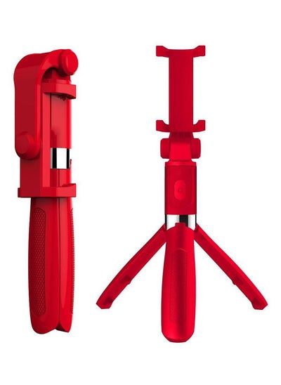 اشتري Bluetooth Extendable Selfie Stick With Remote Tripod Stand Red في الامارات