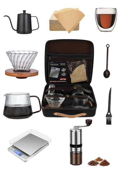 Buy V60 Coffee Set Arabic Barista Coffee Bag set of 10 pcs V60 Set Pour Over Drip Set With Tool Case in Saudi Arabia