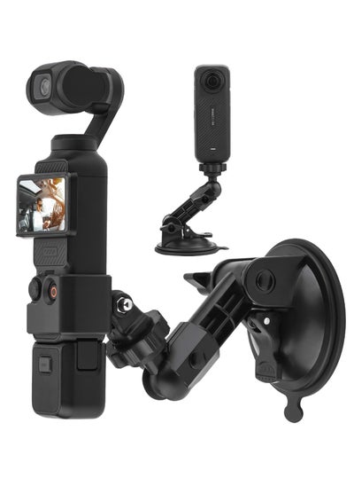 اشتري Car Suction Cup Mount Compatible for DJI Pocket 3 Camera Window Holder with Expansion Adapter for GoPro Max Mini Hero 12 11 10 9 8 7 6 5 Pocket 3 2 Insta360 X3 X2 Go 3 Action 3 4 Accessories في الامارات