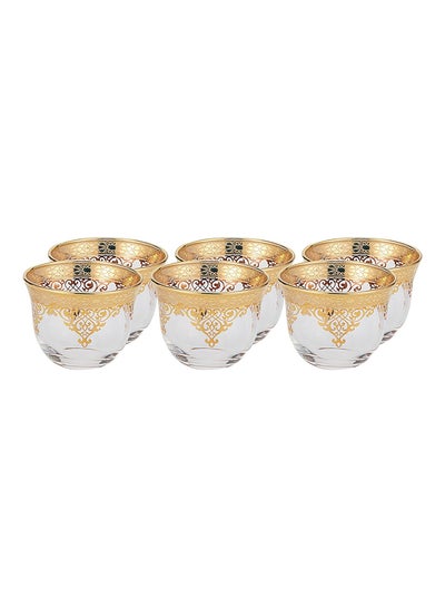 Buy Turkey Vintage Turkish Tea Glasses Cups Set of 6 for Party - (Arabic tea cups) 6PCS CAWA CUPS SET GOLD AURA in UAE