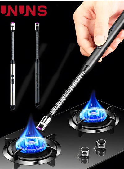 اشتري Candle Lighter,Electric Arc Lighter,2PCS Windproof USB Rechargeable Electronic Plasma Arc Lighter With Safety Lock,LED Battery Indicator,Plasma Lighter Flameless for BBQ,Gas Stove في الامارات