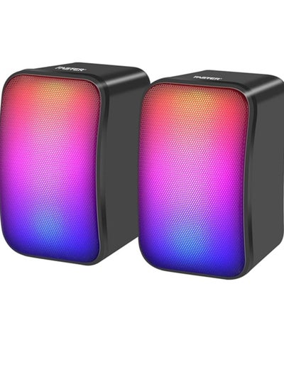 اشتري Faster FS-71 Computer Speakers USB Gaming Speakers with Colorful LED Light- Stereo Mini Multimedia Portable Speaker for Desktop Computer Monitor Laptop- Speakers for PC في الامارات