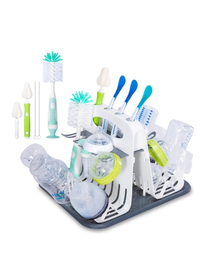 Buy High Capacity Drying Rack with 5pcs Brushes Deluxe Countertop Drying Rack Universal Drying Station Baby Bottle Drying Rack with Bottle Brushes Cup and Bottle Drying Rack in UAE