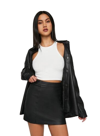 Buy Faux Leather High-Rise Mini Skirt in Egypt