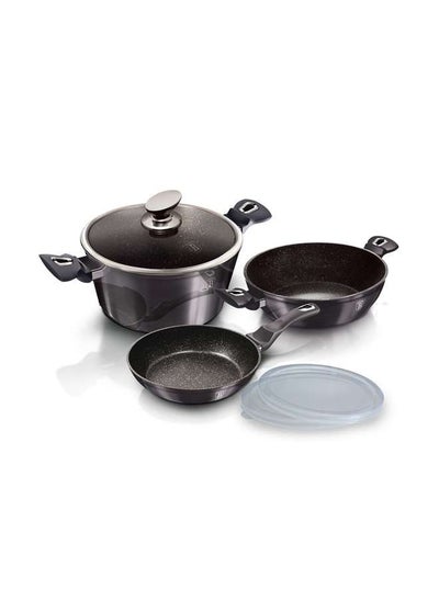 Buy Aluminium 6 Pieces Cookware Set, Metallic Line Carbon Pro Edition, Grey, Hungary in UAE