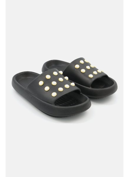 اشتري Women Mello Pearl Slip On Slipper, Black في السعودية